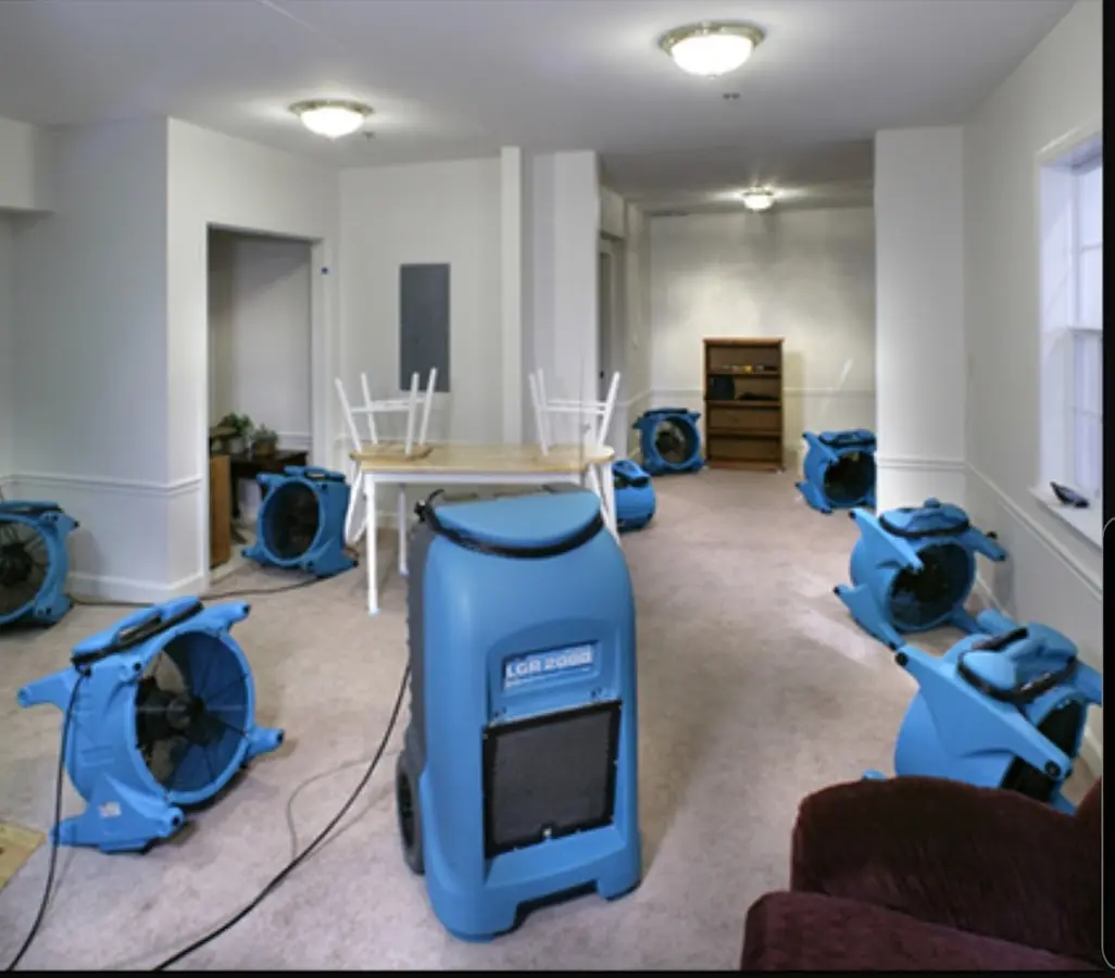 Air movers and dehumidifier setup for Water Extraction & Removal in Silver Spring